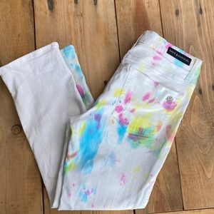 Rock & Republic White Jeans Ankle Tie‎ Dyed Pink Blue Green 12